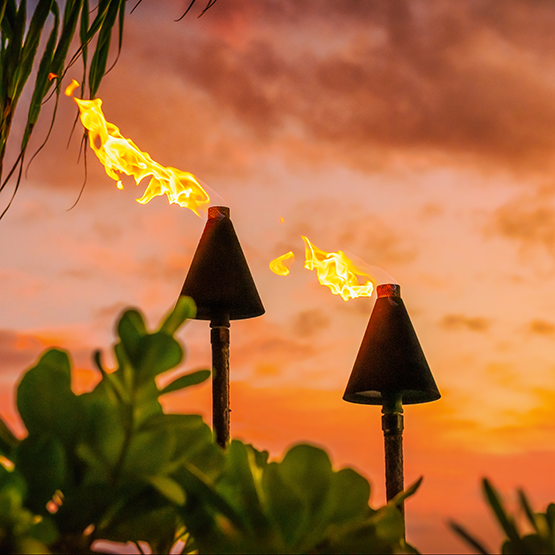Tiki Torches at sunset