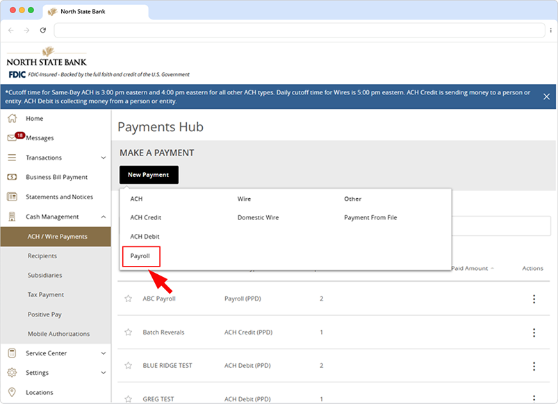 ACH Payroll System screenshot