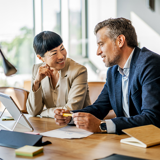 Professionals collaborating in an office environment