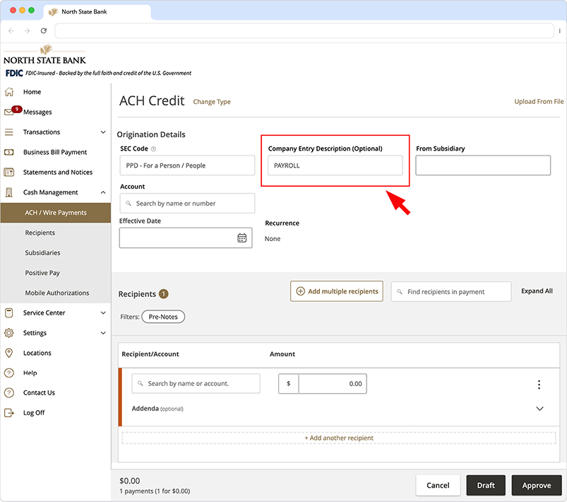 ACH Payroll System screenshot